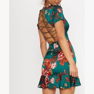 New green floral PLT bodycon dress